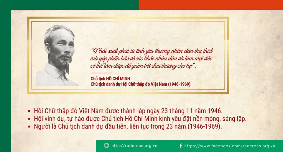 Lời dạy của Chủ tịch Hồ Chí Minh - Chủ tịch Danh dự đầu tiên của Hội CTĐ Việt Nam cho cán bộ, hội viên, tình nguyện viên, thanh thiếu niên CTĐ Việt Nam