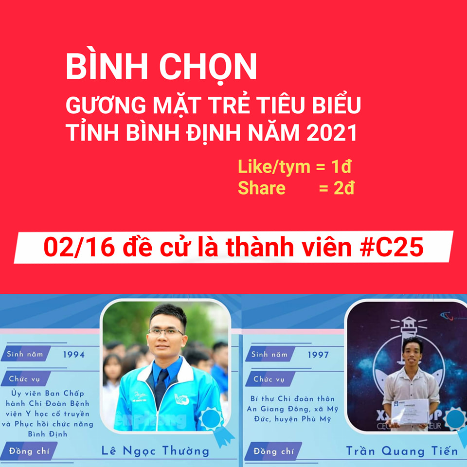 02 TNV HỘI CTĐ BÌNH ĐỊNH ĐƯỢC ĐỀ CỬ THANH NIÊN TIÊU BIỂU 2021