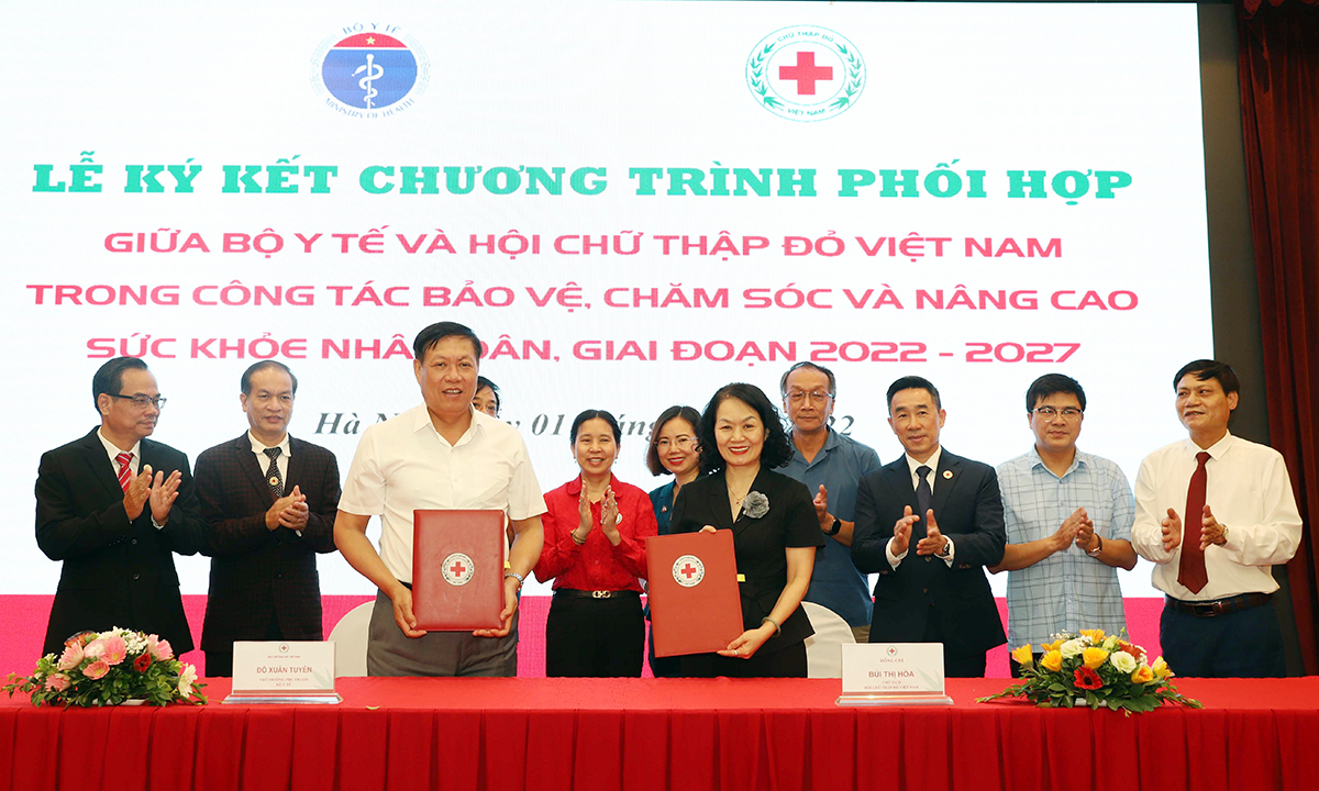 Hội Chữ thập đỏ Việt Nam và Bộ Y tế ký kết chương trình hợp tác giai đoạn 2022-2027