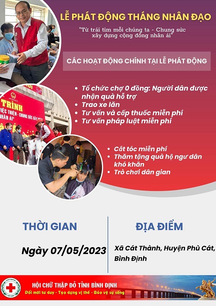 Baner truyền thông Tháng Nhân đạo 2023 - Hội CTĐ tỉnh Bình Định