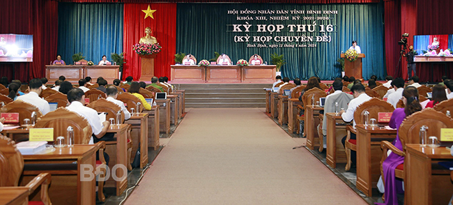 Quang cảnh Kỳ họp thứ 16 (Kỳ họp chuyên đề) HĐND tỉnh khóa XIII.